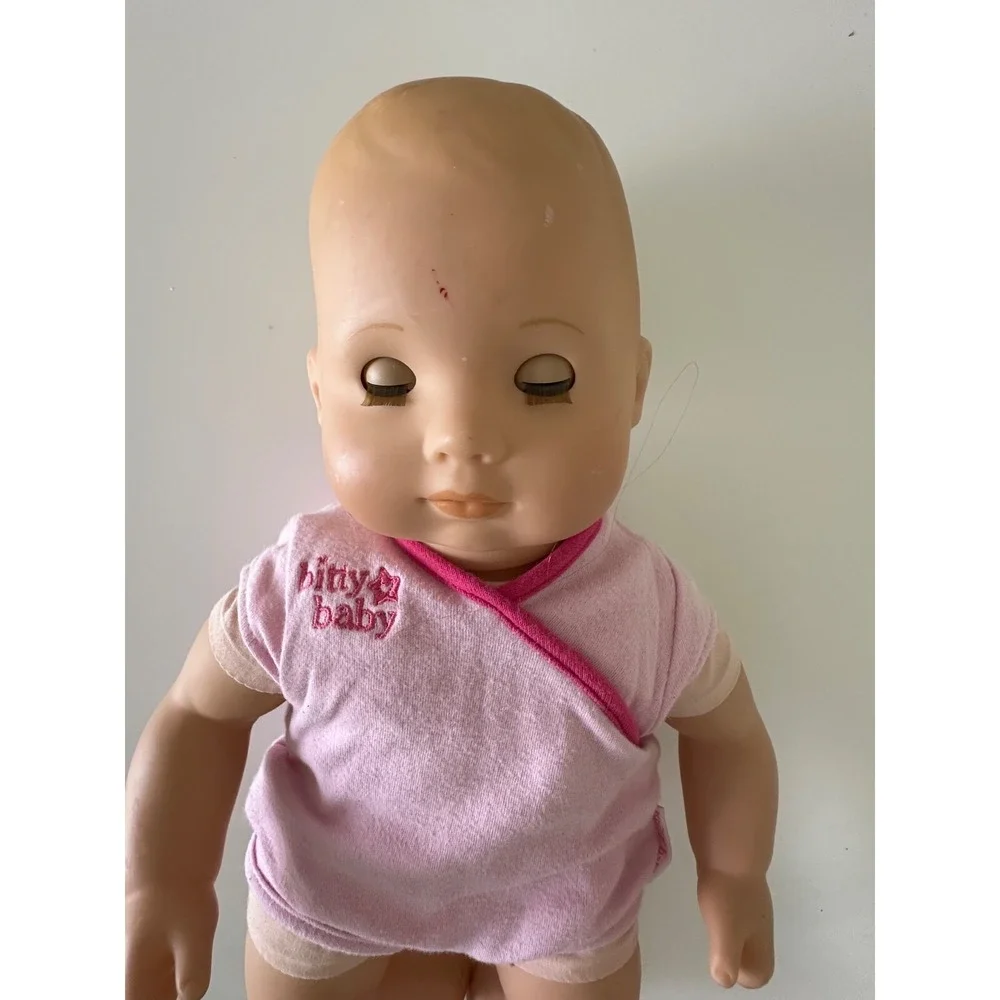 American Girl Bitty baby Blonde Blue Eyes Doll Pink Outfit Diaper Used